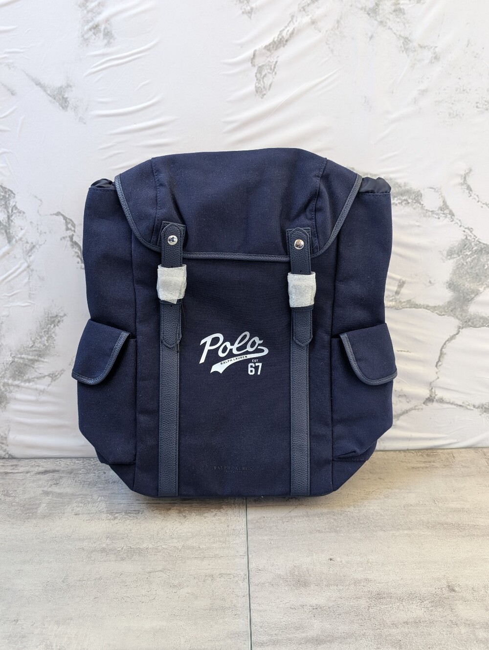 Polo Ralph Lauren Polo 67 Fragrances Navy Blue Canvas Backpack NWOT